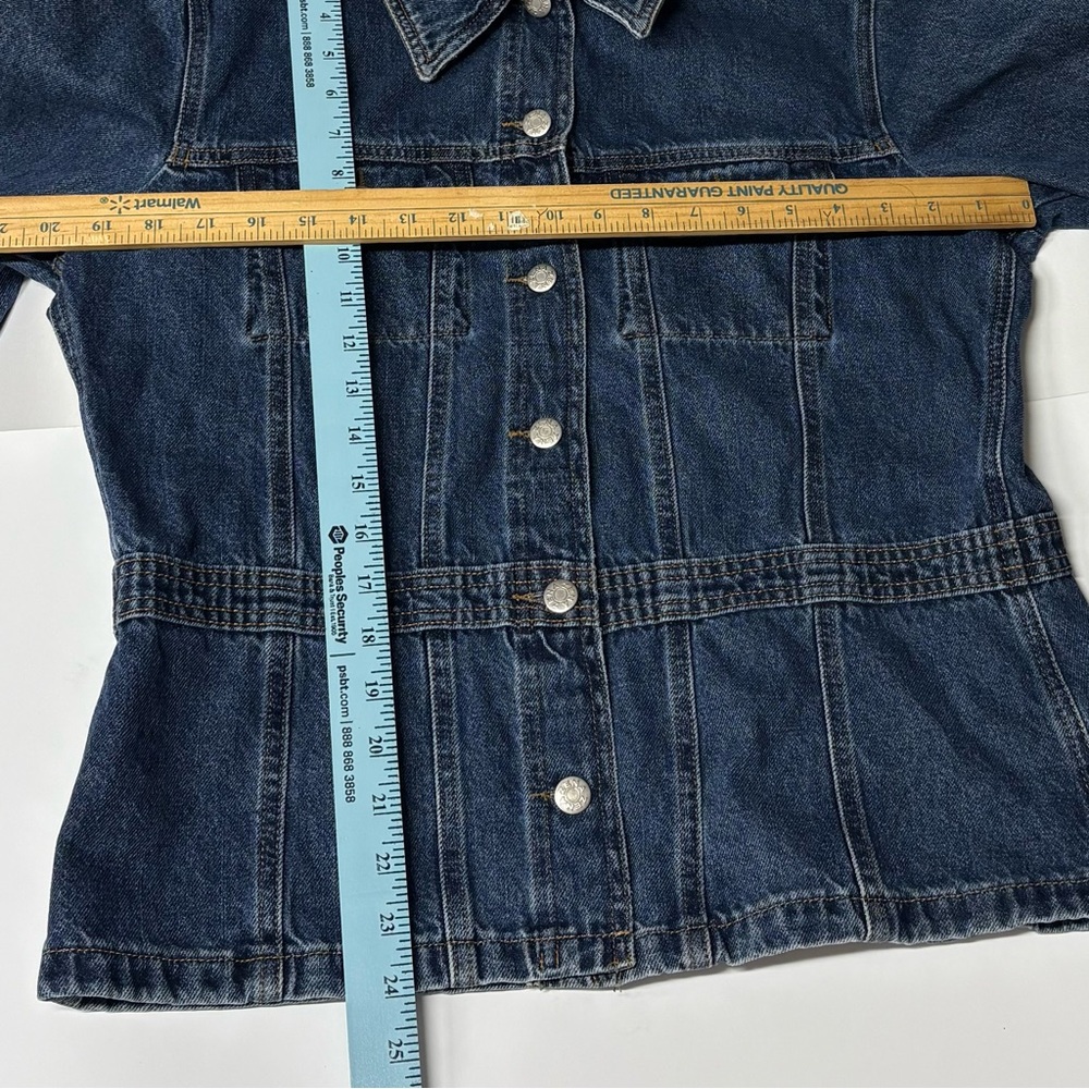 Zena Jeans Women's Dark Blue Jean Jacket Y2K Feminine Cinched Waist Denim XL - Picture 7 of 7